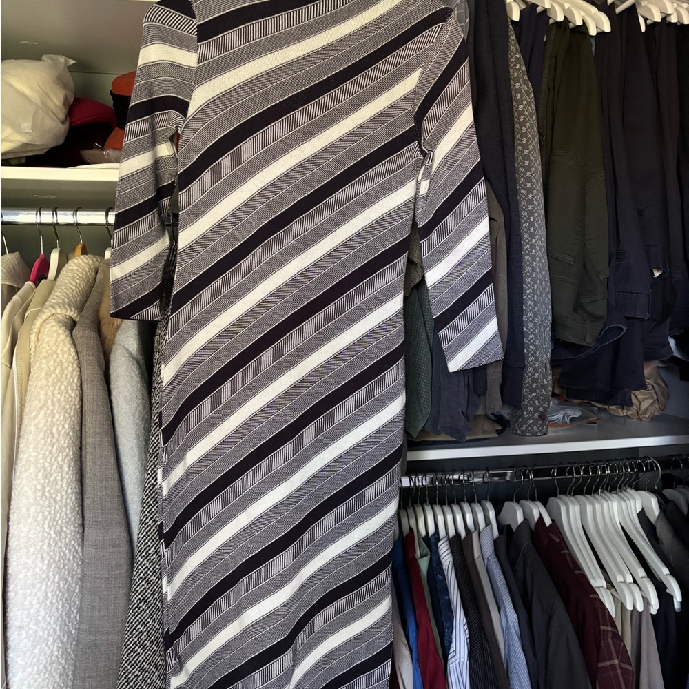 Ann Taylor Black and White Striped Sweater Dress